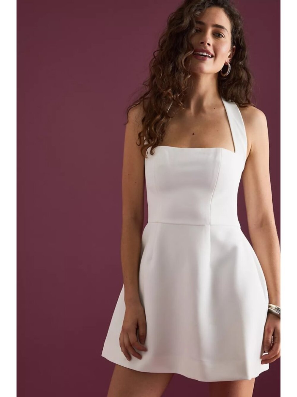 Anthropologie Odd Muse Halter Structured Mini Dress White Party Cocktail Size XS